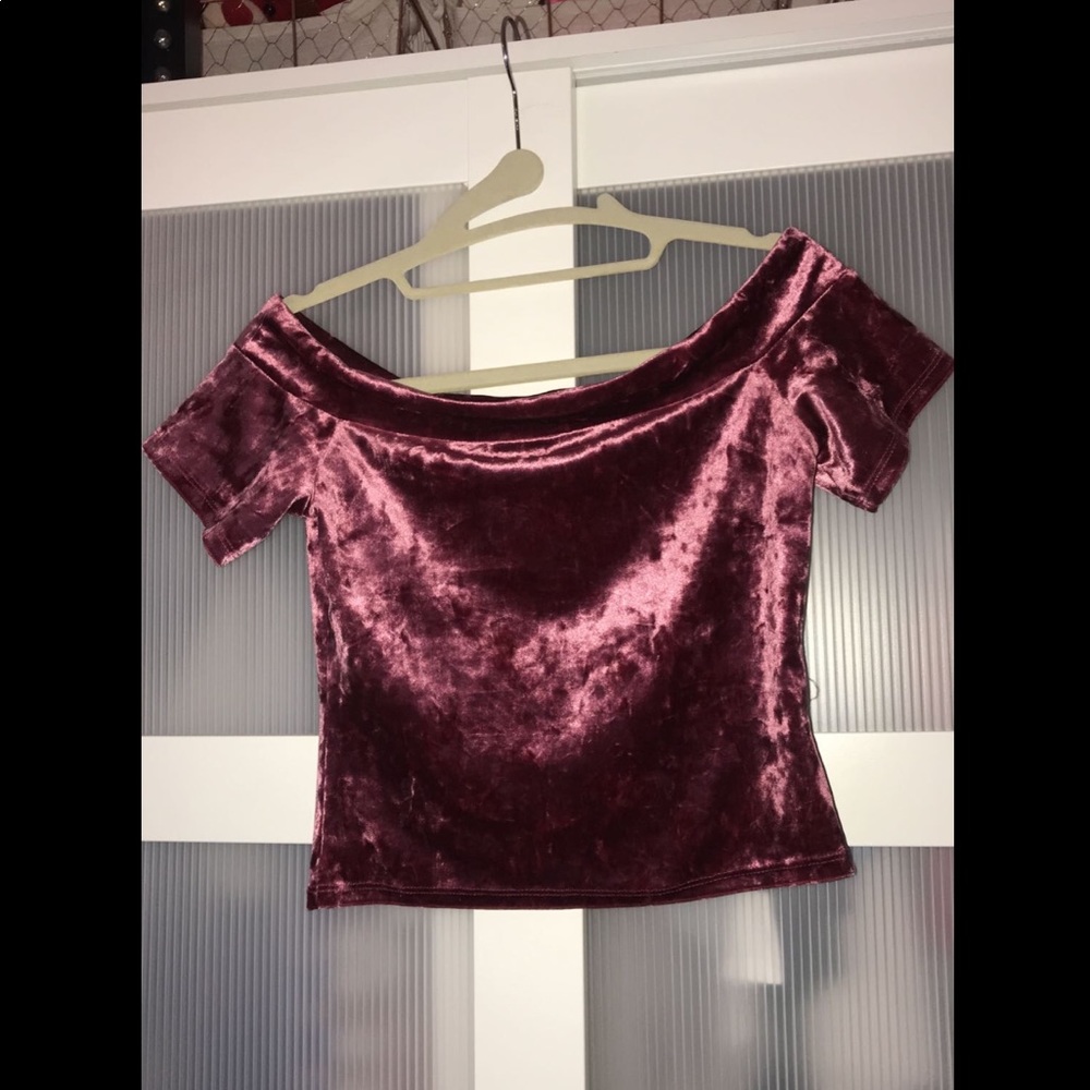 velvet off the shoulder crop top